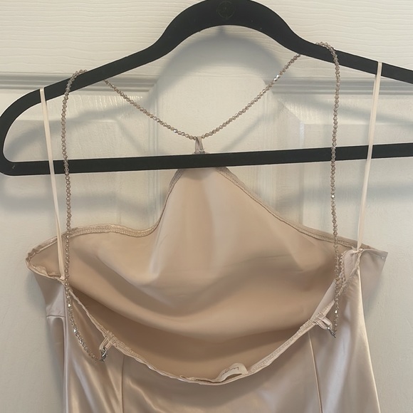 Pearly Beaded-Strap High-Neck Mini Dress - Picture 3 of 6